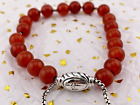 David Yurman Sterling Silver Red Carnelian Spiritual Beads Pull Bracelet
