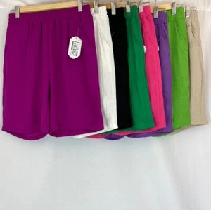 Womens Knee Length Shorts Plain Pants Sports Casual Ladies Lounge Beach Bottoms - Picture 1 of 10