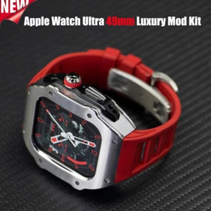 Stainless Steel Case Fluororubber Band For Apple Watch Ultra2 49mm 98765 44/45mm - Picture 1 of 43