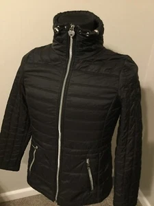 Guess Vera Bomber Jacket Women M Black Thermore Zip Up Puffer Long Sleeve NWOT - Picture 1 of 6