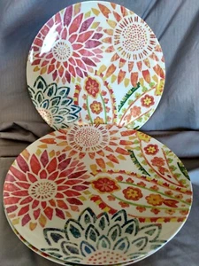 Vintage Raymond Waites Melamine Dinner Plates Set Of 4 11 in Retro Hippie Boho - Picture 1 of 4