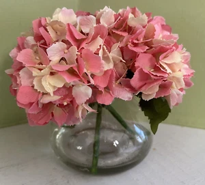 Pink Hydrangea Silk Faux Flowers With Stems - Picture 1 of 6