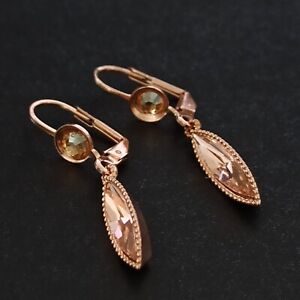 Michal Negrin Earrings Rose Gold Plated Peach Crystals Dainty Cocktail Runway