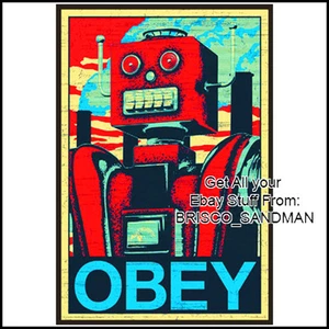 Fridge Fun Refrigerator Magnet "OBEY" ROBOT MASTERS Propaganda Poster - Picture 1 of 6