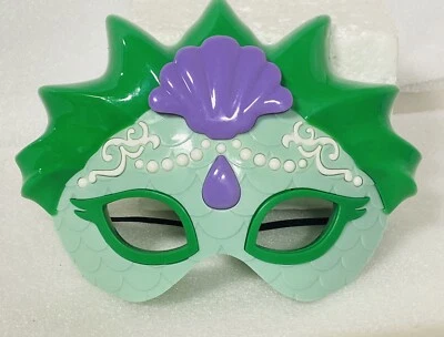 Mermaid Green Light Up Mask Halloween Costume Or Play Dress Up Girls Plastic 7” - Image 1 of 4