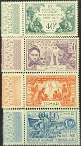 Tschad # 60-63 postfrisch ss/vz OGH kompletter Satz 1931 Paris Expo mit Selvage - Bild 1 von 6