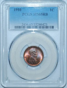 1910 P PCGS MS65RB Red and Brown Lincoln Wheat Cent - Picture 1 of 2