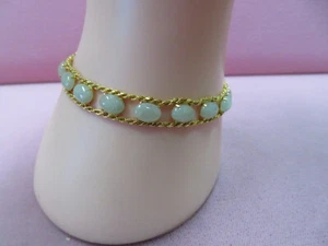 7 " 14k Solid Yellow Gold Jade Bracelet 8.58 Grams - Picture 1 of 10