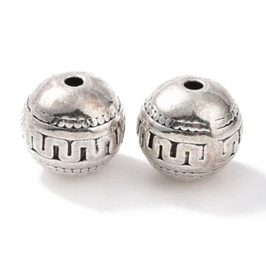 Tibetan Silver Spacer Beads Patterned Round Chunky 9mm Diameter 10pcs - Picture 1 of 6