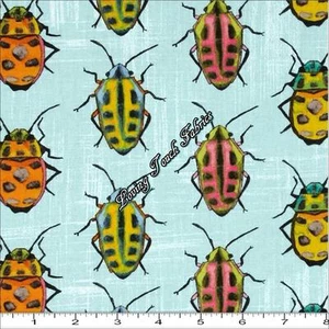 MICHAEL MILLER "FLUTTER BUGS" CJ445-SKYXD INSECT BEETLE FABRIC PRICED PER 1/2 YD - Picture 1 of 1