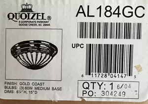 Quoizel AL 184GC Flush Mount 3 Lights Gold Coast Finish New - Picture 1 of 8