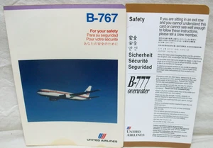 2 Vintage United Airlines Safety Cards: B-767 (1982) & B777 "Overwater" (1995) - Bild 1 von 5