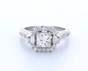 2.5CT Lab-Created Diamond E/VVS2 Princess Cut 18K Gold Prong Vintage Accent Ring - Picture 1 of 4