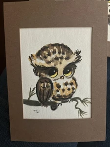 Original Watercolor Cute Owl Painting By Lois Mae Thayer Signed - Picture 1 of 2