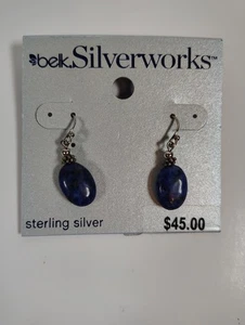 Pendientes de plata esterlina Belk Silverworks piedra azul precio de venta sugerido por el fabricante 45 USD gancho francés nuevos con etiquetas - Imagen 1 de 5