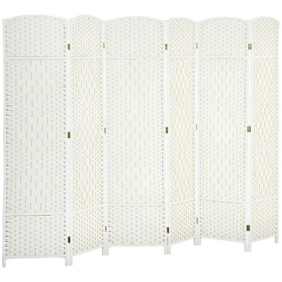 6 Panel Room Divider Hand-Woven Freestanding Partition White - Image 1 of 4