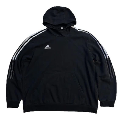 ADIDAS TIRO 21 Men’s Pullover Hoodie 3 Stripes Sweatshirt Black Size 2XL EUC - Image 1 of 4