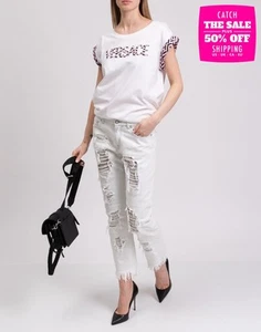 RRP€570 VERSUS VERSACE Jeans W26 Chain Mail Inserts Ripped Frayed Edges - Imagen 1 de 10