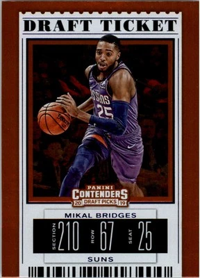 2019-20 Contenders Draft Var Draft Ticket Blue Foil 42 Mikal Bridges BSK - Image 1 of 2