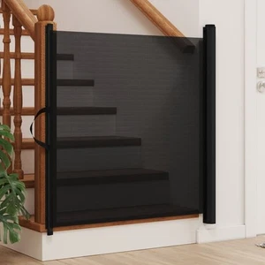 vidaXL Retractable Pet Gate Black 32.5"x49.2" - Picture 1 of 9