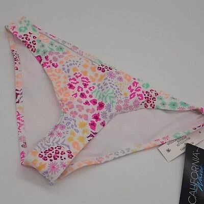 California Waves Bikini Bottom Juniors Medium Floral Print Hipster Multicolor - Image 1 of 4