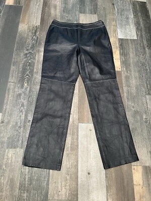 Pantalones Escada de cuero negro de piel de cordero talla 40 (alemán) = EE. UU. 8/10 pierna recta Foto 1 de 4