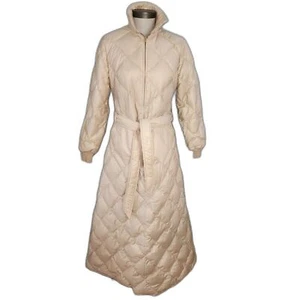 Vintage Eddie Bauer Beige Quilted Down Filled Duster Robe Size S - Bild 1 von 13