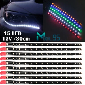Lot Waterproof 12''/15 LED DC 12V Motor Strip Underbody Light For Car Motorcycle - Picture 1 of 28