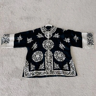 Antiguo tradicional chino bordado a mano totalmente hecho a mano tops de seda para coleccionar Foto 1 de 4