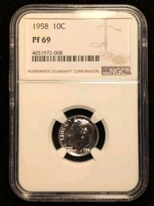 1958 PP Roosevelt Dime - NGC PF-69 - Bild 1 von 2