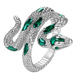 Fashion Cubic Zirconia Snake Shape Ring Band For Women Adjustable Size #5-9