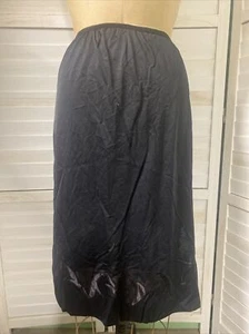VINTAGE Half Slip BLACK Nylon Lace Sz Small 27” Long - Picture 1 of 6