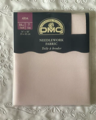 DMC Cross Stitch Fabric Aida Pink 14" x 18" 100% Cotton 18 Count New Brazil - Image 1 of 2