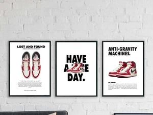 Nike Air Jordan Rot Chicago Sport Prints Trainer Sneaker Dekor Wandkunst - Bild 1 von 8