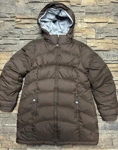 LL Bean Women’s Winter Down Puffer Parka Jacket Sz M Brown Hooded Outdoors - Picture 1 of 12