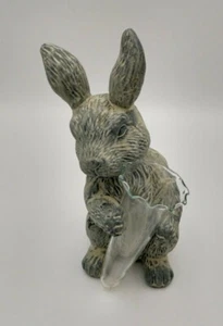 Vintage Terra Cotta Bunny With Glass Vase In Original Box 8" Tall - Bild 1 von 11