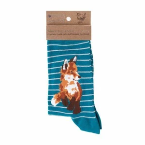 Super Soft Born To Be Wild Fox Striped Bamboo Socks – Wrendale One Size - Picture 1 of 2