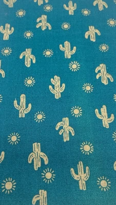 Tela Cranston Print Works Cactus Sun Western Vintage azul verdoso verde 1,2 yardas Foto 1 de 4