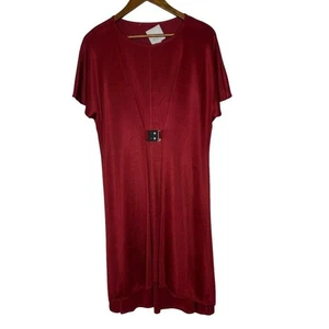 Vestido túnica tejido rojo para mujer Misook Collection talla S acento con hebilla dorada NUEVO - Imagen 1 de 11