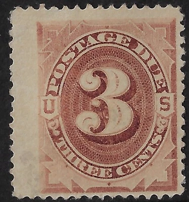 US 1879 Scott  J3 used CV $6, left wing copy, very light cancel. NICE!   (a7677x - Image 1 of 2