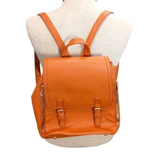 Womens Backpack Handbag Pockets Faux Leather Brown Large School Travel - Picture 1 of 9