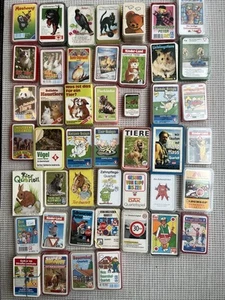 46 alte Quartette Diverse Tiere Schwarzer Peter Spiele Pelikan Werbung Joker ASS - Bild 1 von 4