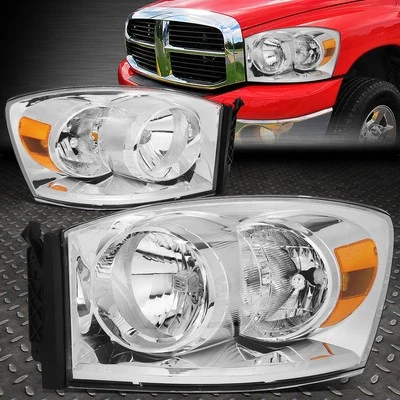 PARA 06-09 DODGE RAM 1500 2500 3500 CARCASA CROMADA ÁMBAR FAROS ESQUINEROS LÁMPARAS Foto 1 de 4