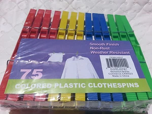 Lots 48/75/100/150 NEW Plastic/Wood Clothes Pins Strong Laundry Hang  - Picture 1 of 10