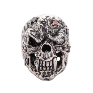 Heavy Vampire Skull Sterling Silver Biker Ring Gothic Devil Evil Men's - Picture 1 of 8