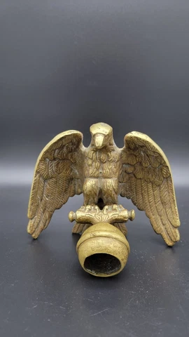 Vintage Brass Eagle Architectural Finial Flag Pole Topper Cover