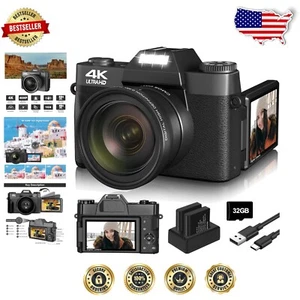 Student-Friendly 4K Digital Camera with 56MP, Dual Batteries & Creative Filters - Picture 1 of 9