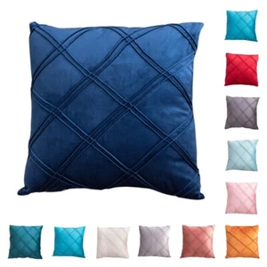 Velvet Solid Rhombus Cushion Cover Home Sofa Office Throw Striped Pillow Case - Picture 1 of 12