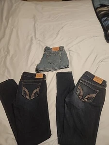 Lot of 3 -2 - Hollister Skinny Jeans and 1 - Levi Jean Shorts - Picture 1 of 12