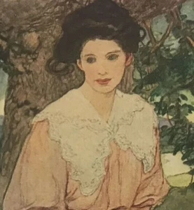 Antique Print ELIZABETH SHIPPEN GREEN GISELE 1908 Color Beautiful Young Woman - Picture 1 of 2